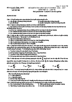 Đề kiểm tra học kì I Vật lí lớp 10 - Mã đề 780 - Năm học 2016-2017 - Sở GD & ĐT Vĩnh Phúc